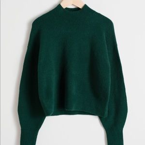 & Other Stories Green Mock Neck Sweater